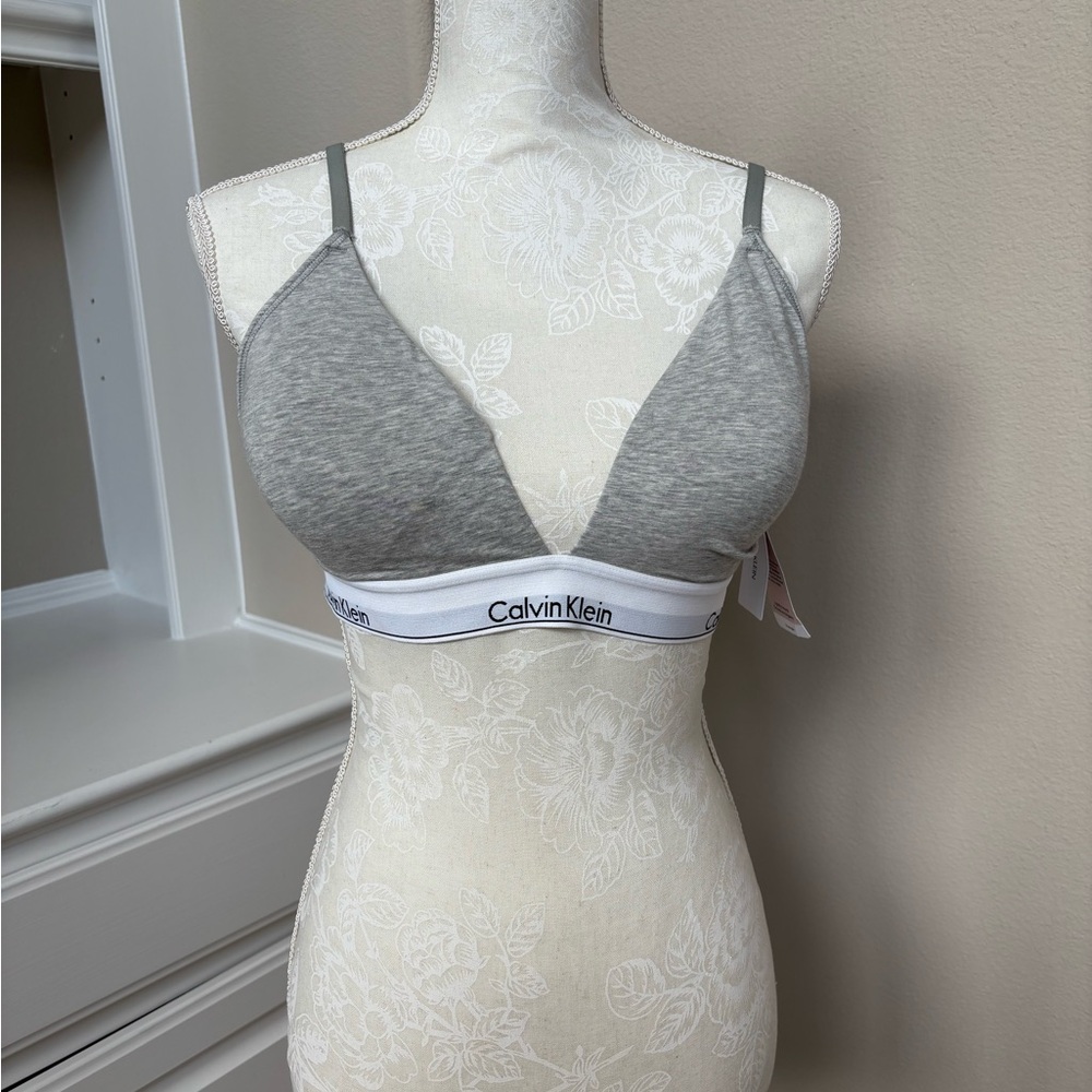 Light Gray Calvin Klein Lightly Lined Modern Cotton Triangle Bralette